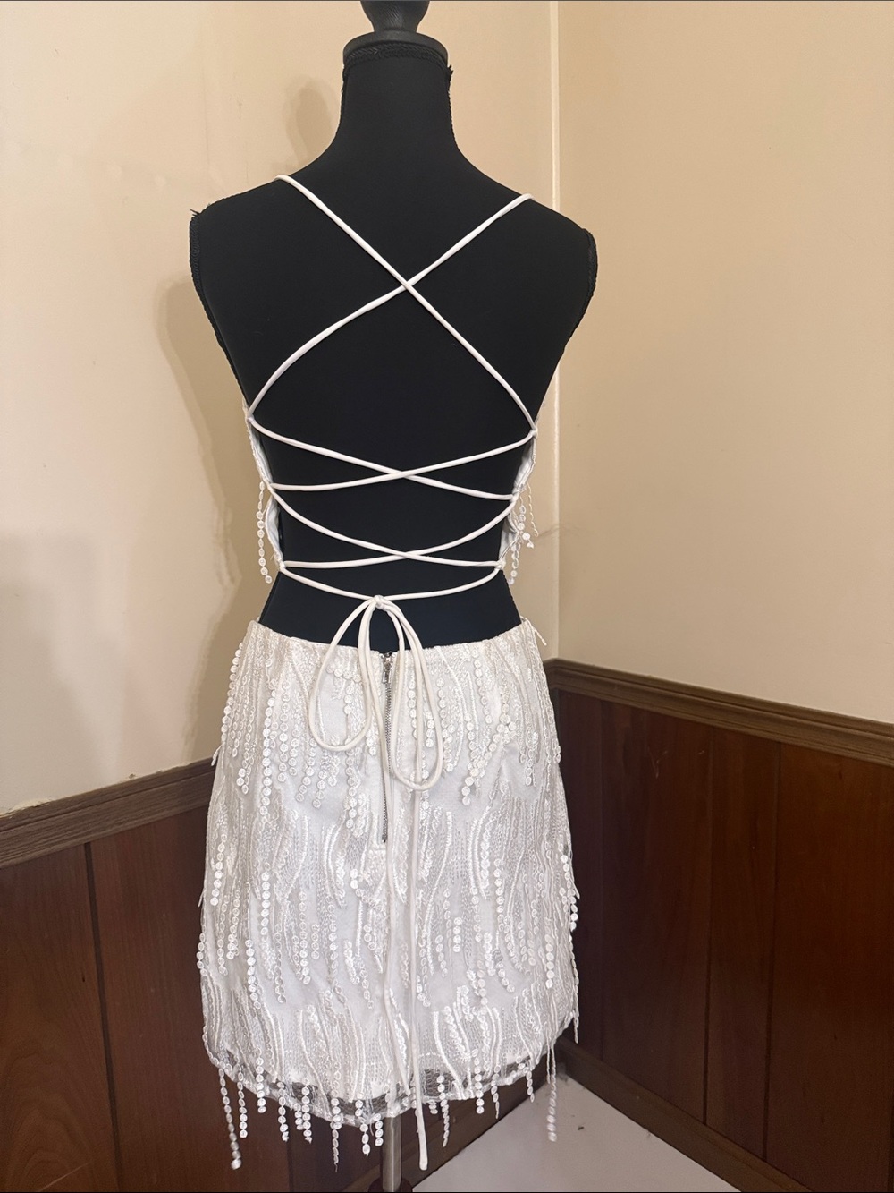 Lulus White Sequin Fringe 2-Piece Set | Size Medium - Picture 5 of 7